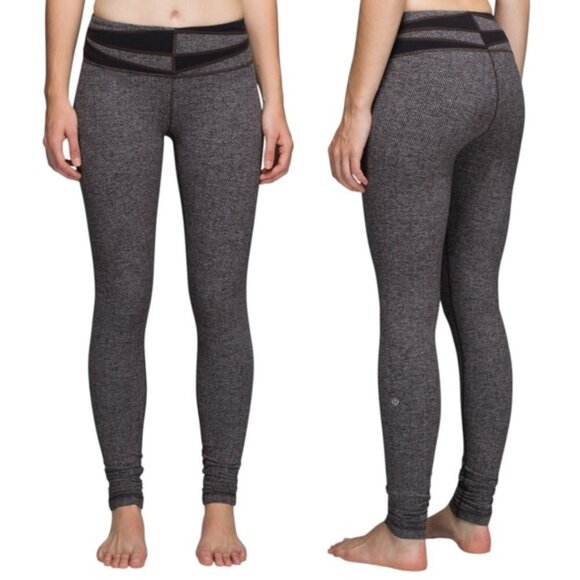 Lululemon Wunder Under Pant Size 4 Giant Herringbone Black Wi14 Quilt - Picture 1 of 14